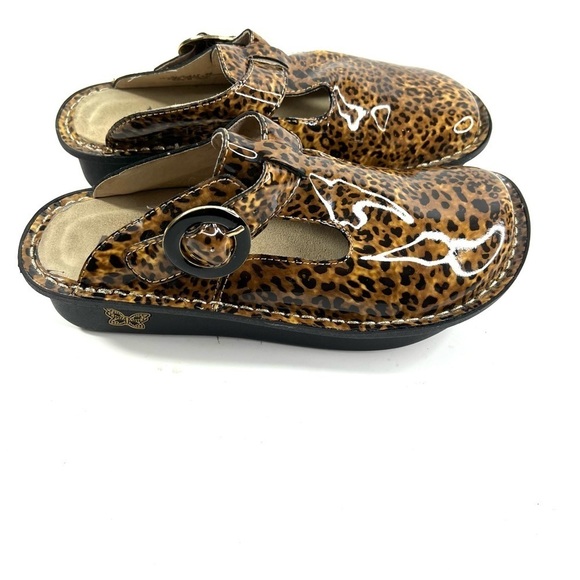 Alegria ALG-417 Leopard Print Slip-On Shoes Leather Padded Support Sz 35 US 5 - Picture 1 of 10